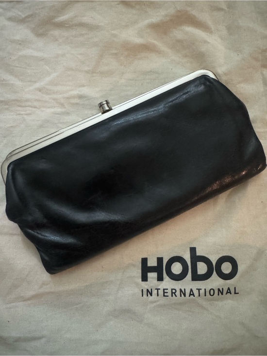 HOBO Handbags - HOBO Black Leather Frame Clutch Wristlet